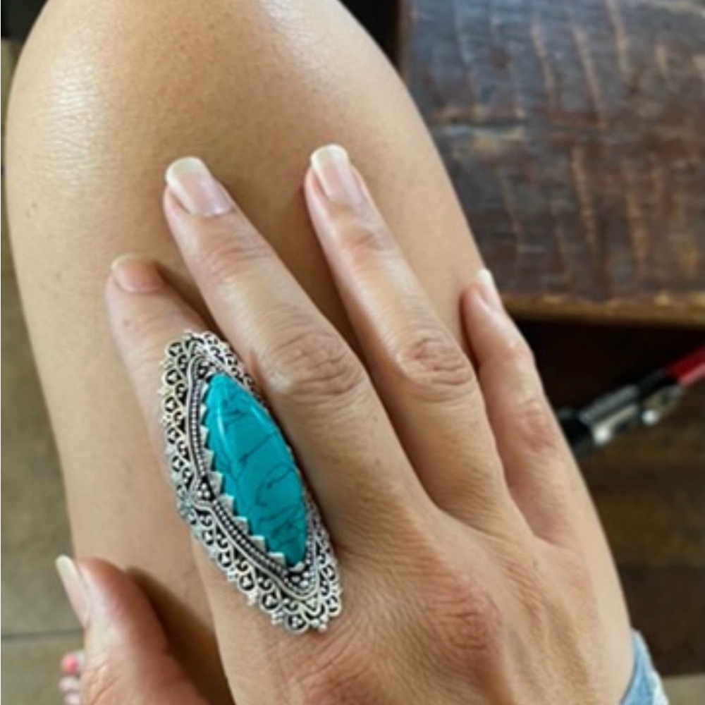 Turquoise Silver Statement Ring